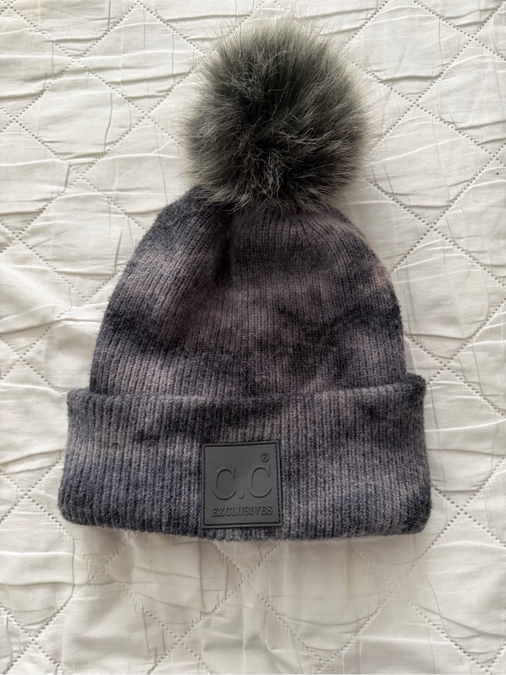 C.C women’s Charcoal Gray Pom Pom Beanie